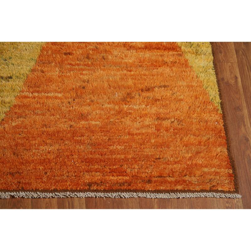 Orange Moroccan Oriental Area Rug Handmade Modern Bedroom Wool Carpet - 6'9" x 9'10"
