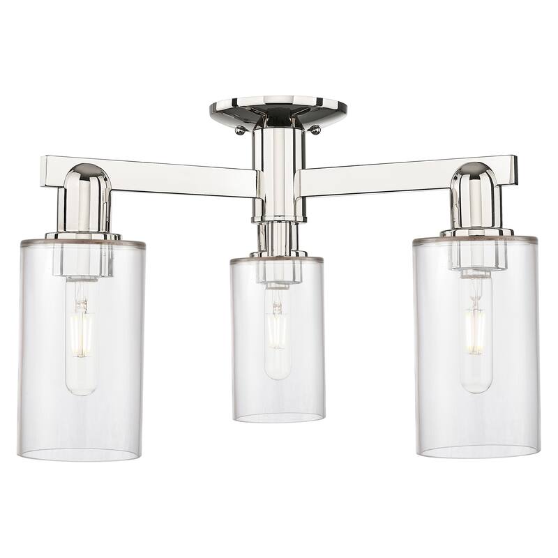 Innovations Lighting Endless Possibilities Arcadia - Clymer - 3 Light 21" Semi-Flush Mount - Clear/Polished Nickel