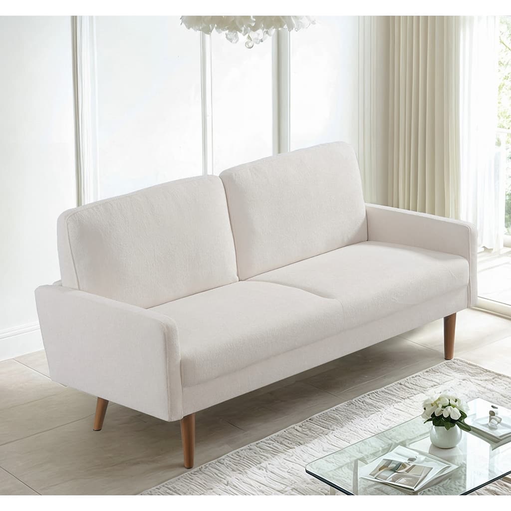 Ivory Velvet 3 Seater Sofa, European Style with Sleek Design for Home or Office