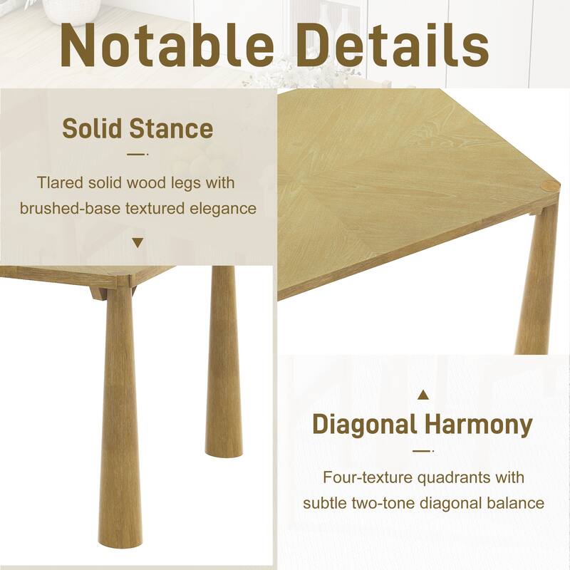 7-Piece Retro Farmhouse Dining Table Set, 59.8" Wood Table with 6 Upholstered Chairs for Dining Room or Kitchen