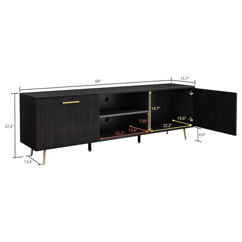 Timechee TV Stand for TVs up to 73"(Brown/White)