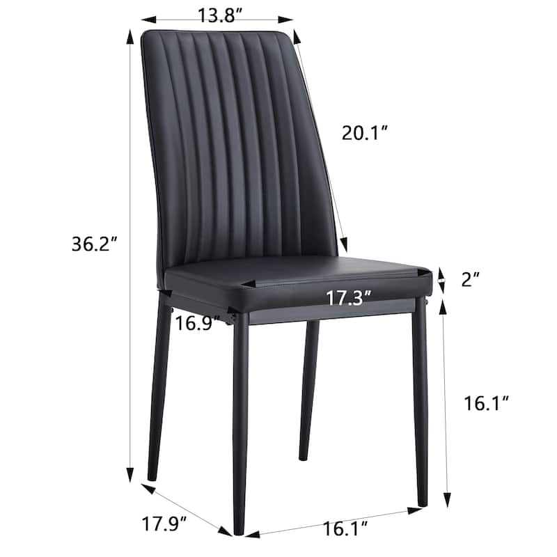 Modern Dining Chairs Set of 6, with PU Upholstered Seat and Metal Legs