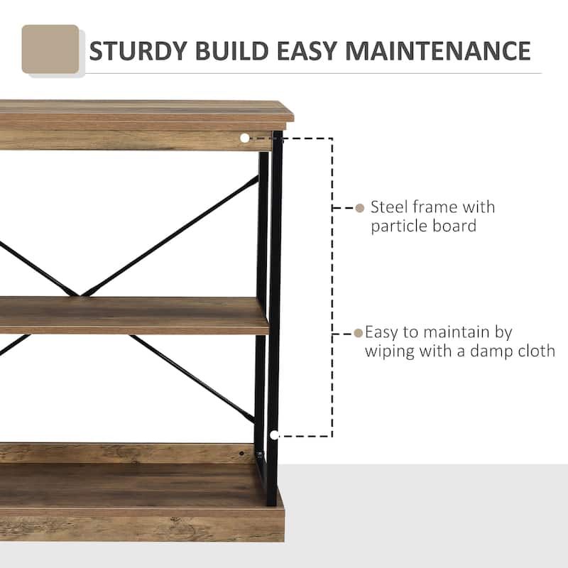 HOMCOM 2/4-Tier Industrial Style Storage Steel Wooden Shelf with a Robust Multi-Functional Design, Tall Organizer