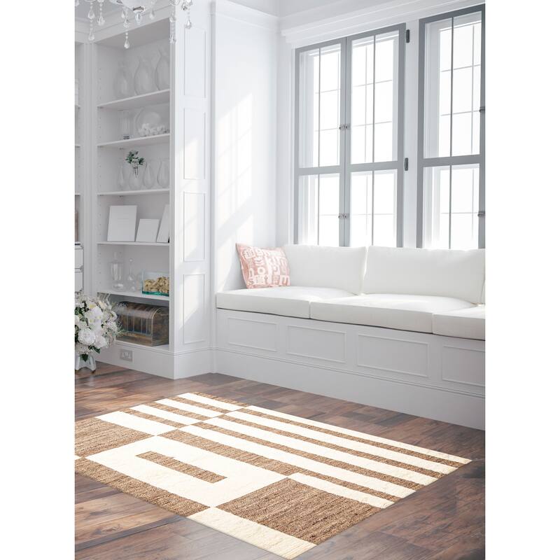 ECARPETGALLERY Braid weave Sienna Cream Wool Rug - 5'3 x 7'10