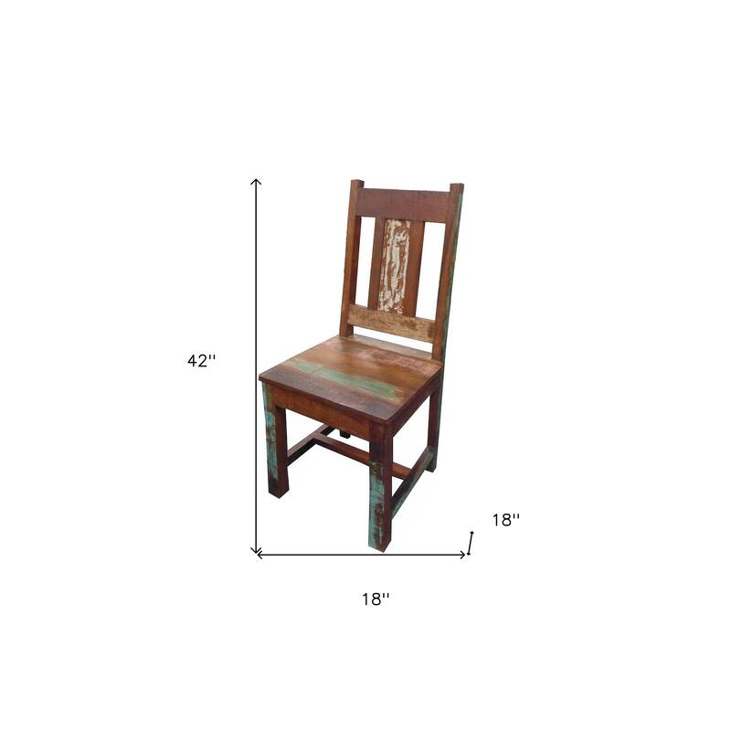 HomeRoots Set of Two Brown Wood Slat Back Dining Side Chairs