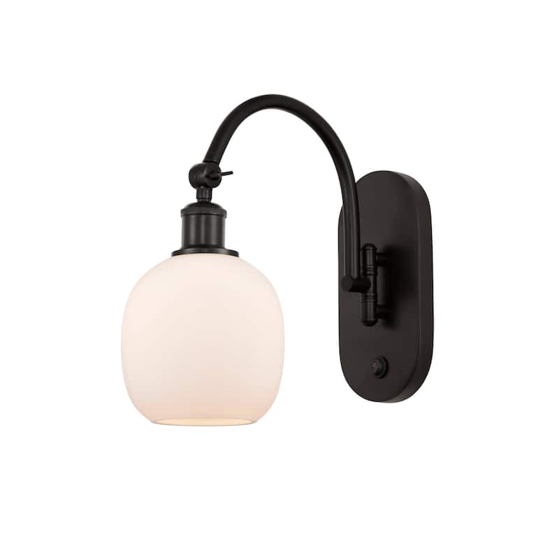 Innovations Lighting 518-1W-13-6 Belfast Sconce Belfast 13" Tall Wall - Oil Rubbed Bronze / Matte White