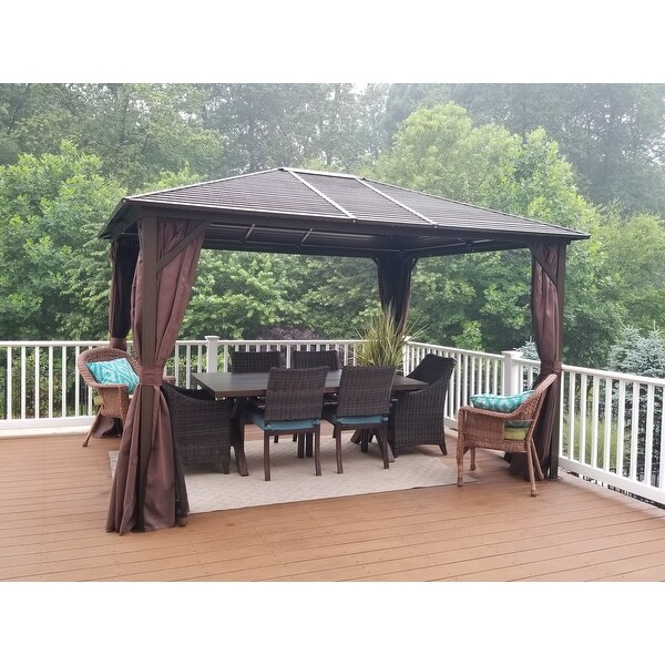 Top Product Reviews For Outsunny 12 X 10 Steel Hardtop Outdoor Gazebo With Curtains 17990797 Overstock