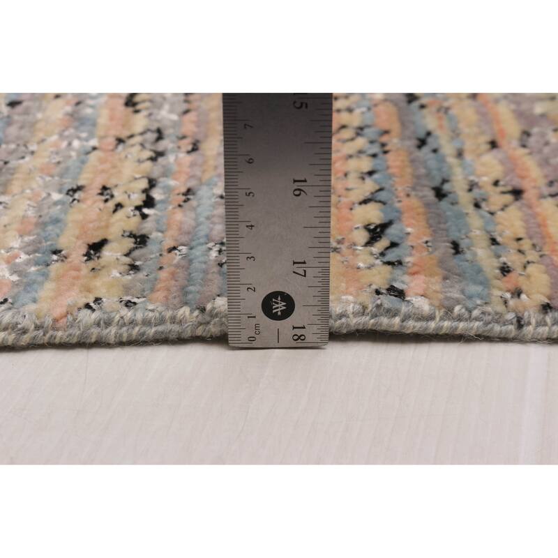 ECARPETGALLERY Hand-knotted Silk Shadow Multi Color Viscose, Wool Rug - 5' 11" x 9'