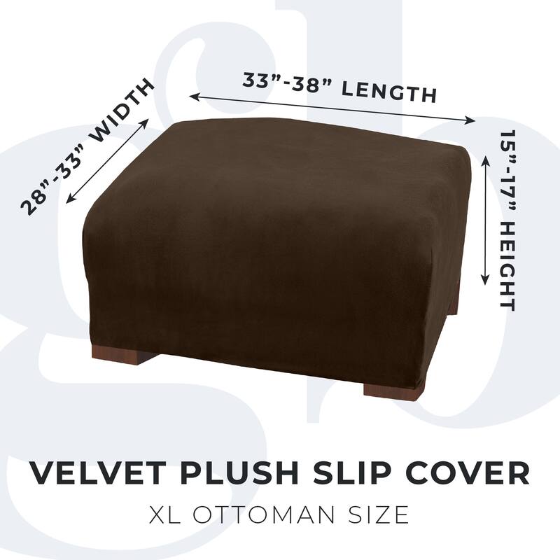 Premium Stretch Velvet-Plush Ottoman Slipcover
