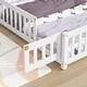 preview thumbnail 23 of 25, Full Size Pine Wood House-Shaped Headboard Floor Bed with Fence for Kids, Boys and Girls