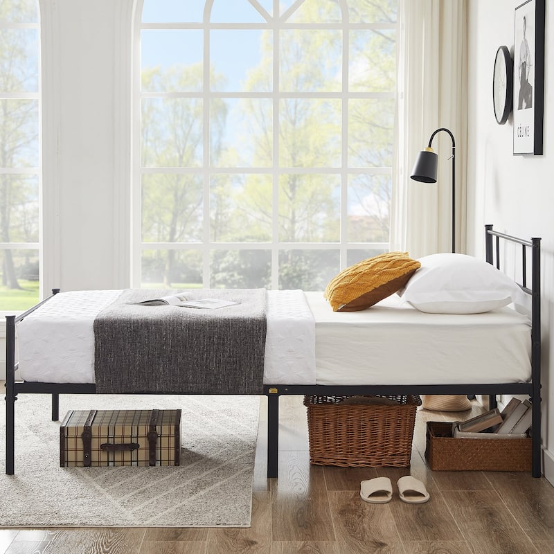 Black Reinforced Metal Platform Bed Frame, Twin/Full/Queen Size Bed