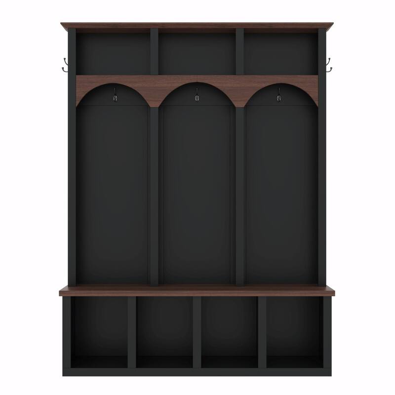 Farmhouse Wooden Style Hall Tree with Arched Design