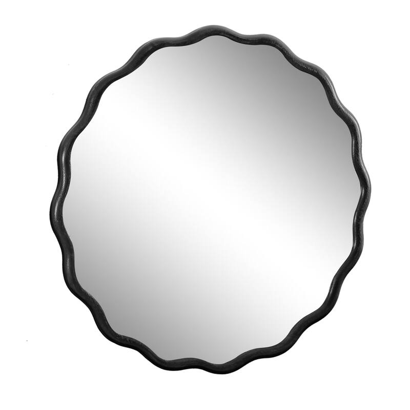 Modern Wavy Design 36" * 36" Decor Solid Wood Mirror