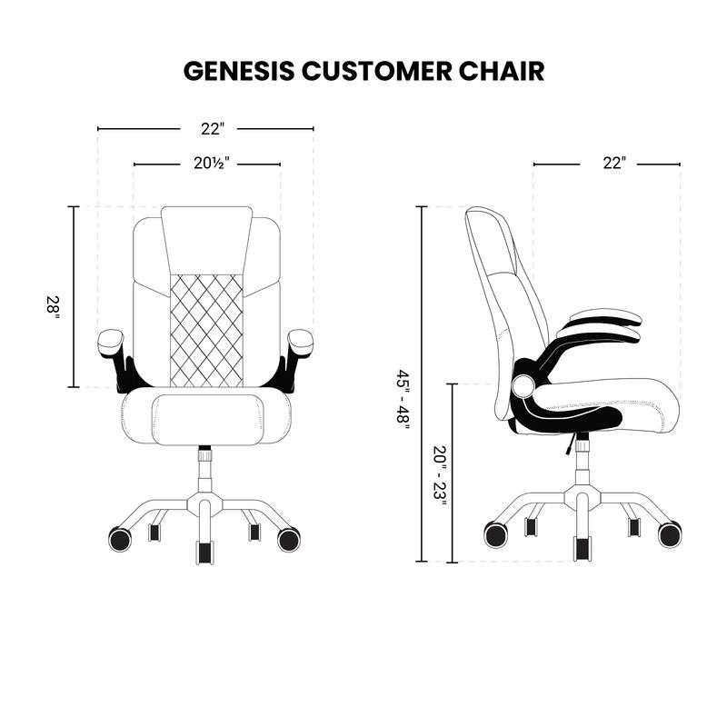 GENESIS Office Chair Rolling Desk Chair w/ Adjustable Armrest, Grey