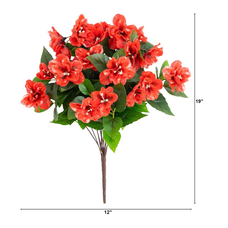 19-in UV Resistant Artificial Azalea Bush (Indoor/Outdoor) - Set of 3