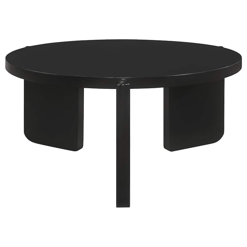Cordova Round Solid Wood Coffee Table Black - Wood - Black