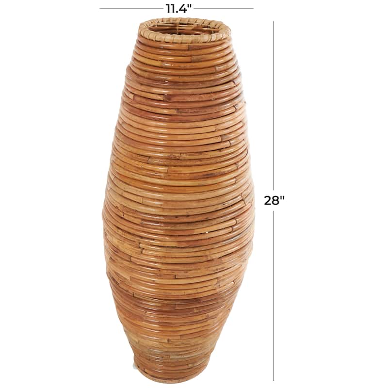 Brown Rattan Handmade Wrapped Decorative Vase