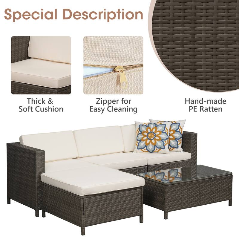 Royalcraft 5 Pieces Wicker Outdoor Sectional Sofa Sets