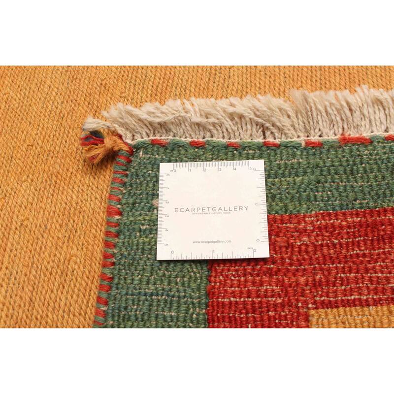ECARPETGALLERY Flat-Weave Kashkuli Light Orange Wool Tapestry Kilim - 6'5 x 7'6