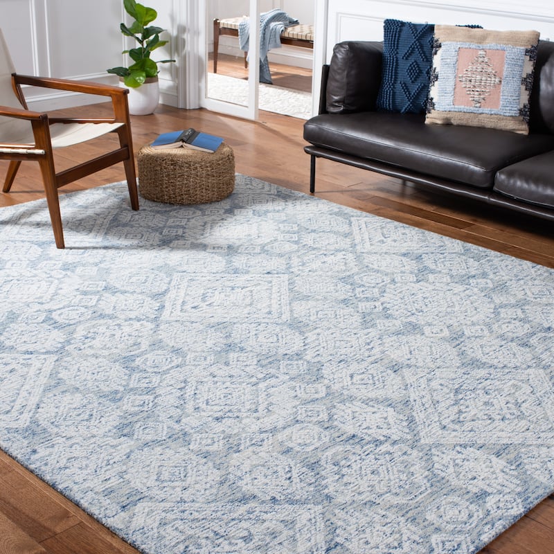 SAFAVIEH Handmade Metro Sigalit French Country Wool Rug - 8' x 10' - Blue/Ivory