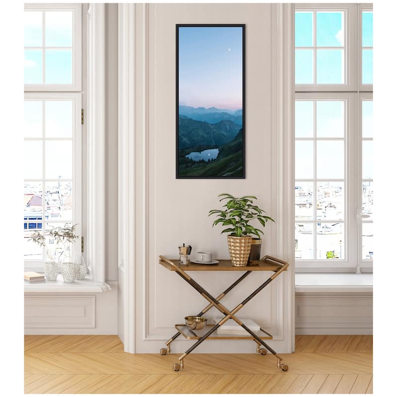 Kate and Laurel Sylvie Moonrise over the Mountain Lake in the German Alps Framed Canvas by Michael Schauer