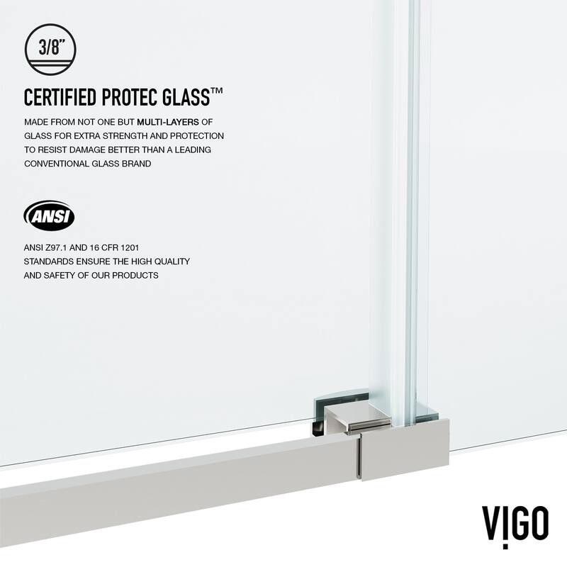 VIGO Hamilton 56" to 60" W x 68" H Frameless Sliding Tub Door