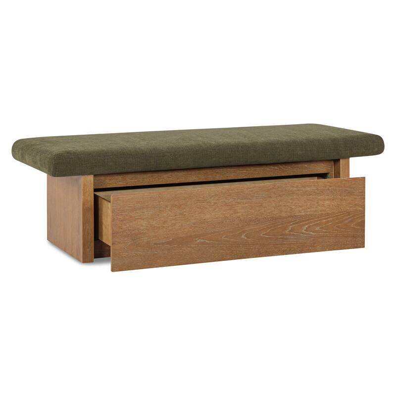 Title: NADAAL STUDIOS Nadaal Orielle Storage Bench, Linen‑Blend Chenille Seat with Oak Veneer Base Oat
