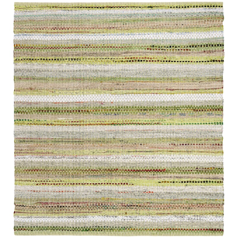 SAFAVIEH Handmade Flatweave Montauk Alketa Casual Cotton Rug - 6' Square - Green/Multi