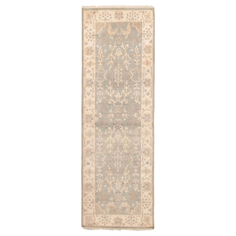 ECARPETGALLERY Hand-knotted Royal Oushak Grey Wool Rug - 2'8 x 8'2 - Grey - 2'8 x 8'2