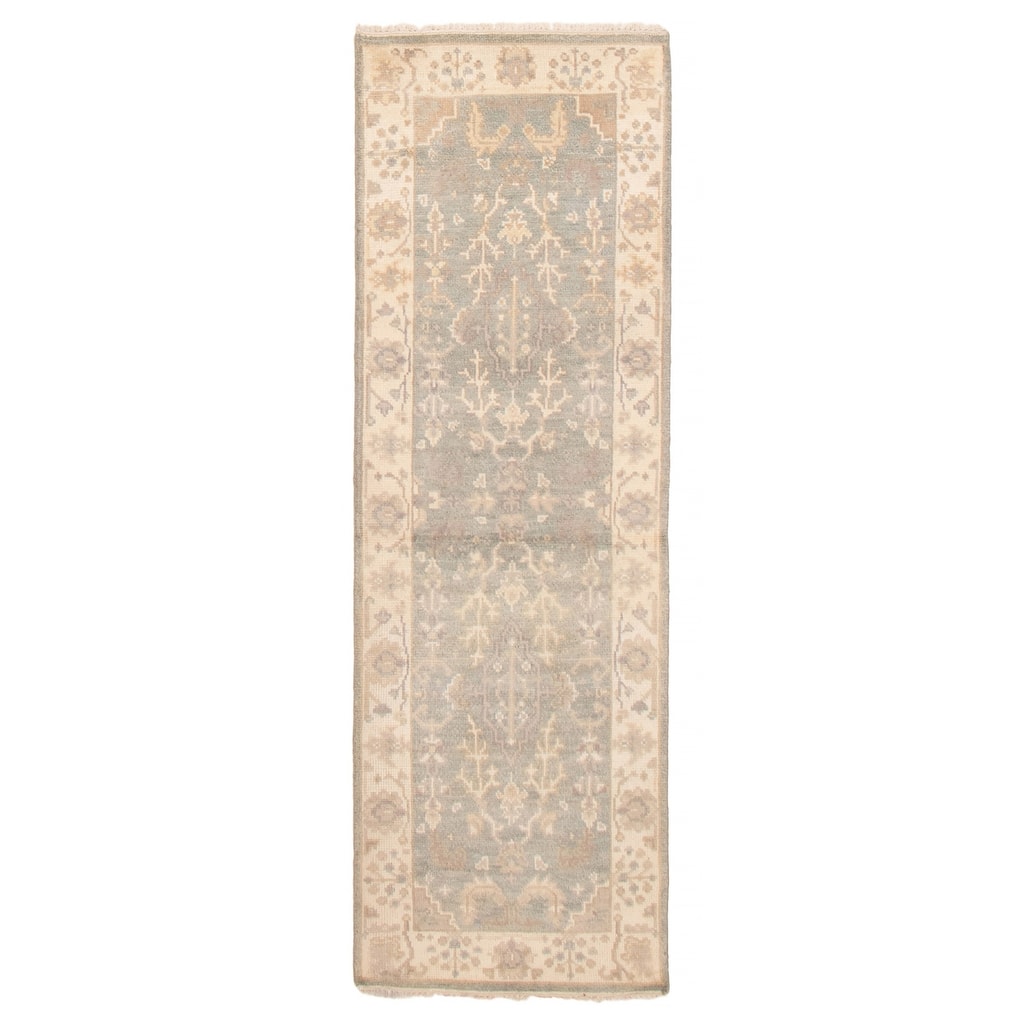 ECARPETGALLERY Hand-knotted Royal Oushak Grey Wool Rug - 2'8 x 8'2