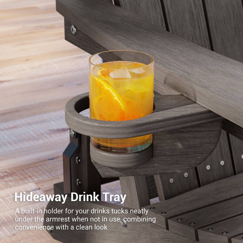 Glider Adirondack Chair 3-Position Adjustable, HDPE Wood-Like Texture