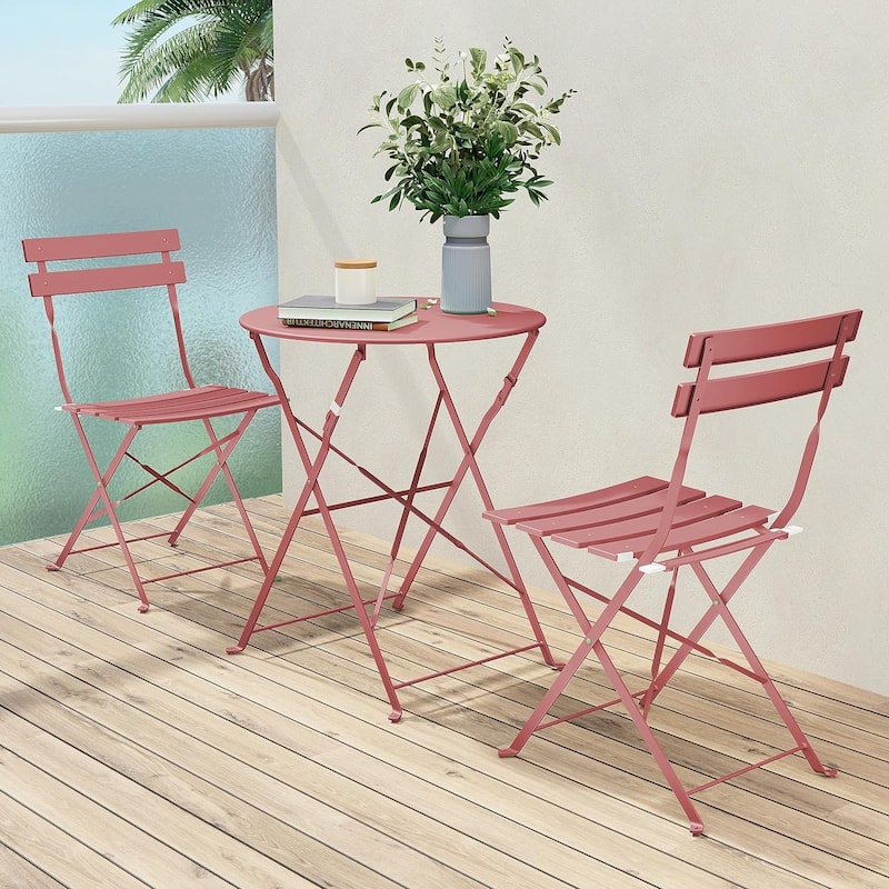 3-Piece Bistro Set Folding Outdoor Furniture Sets with Premium Steel Frame Portable Design for Bistro & Balcony