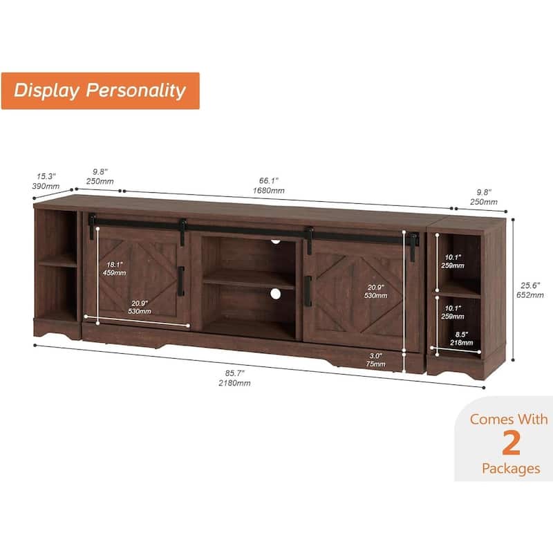 Farmhouse TV Stand Modern Sliding Barn Door Entertainment Center
