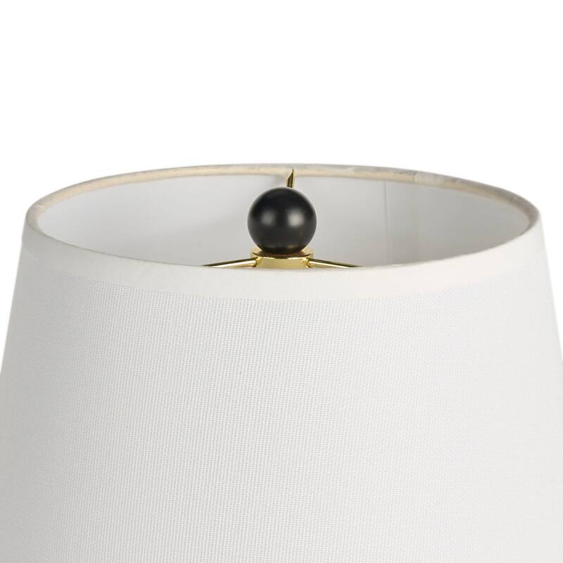 Nourison 18" Small Black Ceramic Table Lamp with White Scallop Shade