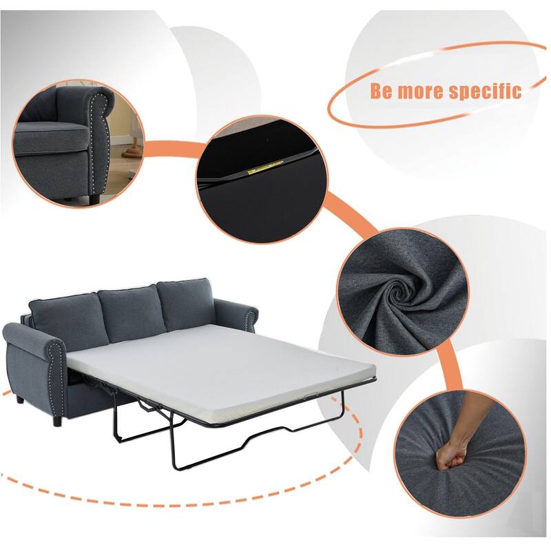 81.5" Convertible Sleeper Couch with Pull Out Bed,3 Seater Sofa Bed