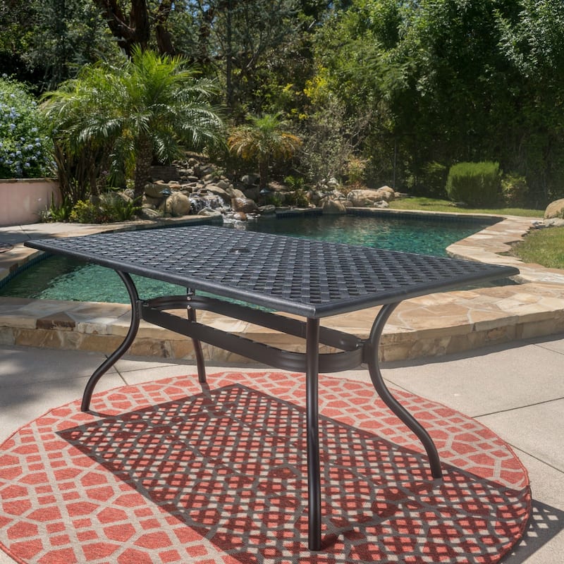Cayman Black Sand Cast Aluminum Dining Table by Christopher Knight Home
