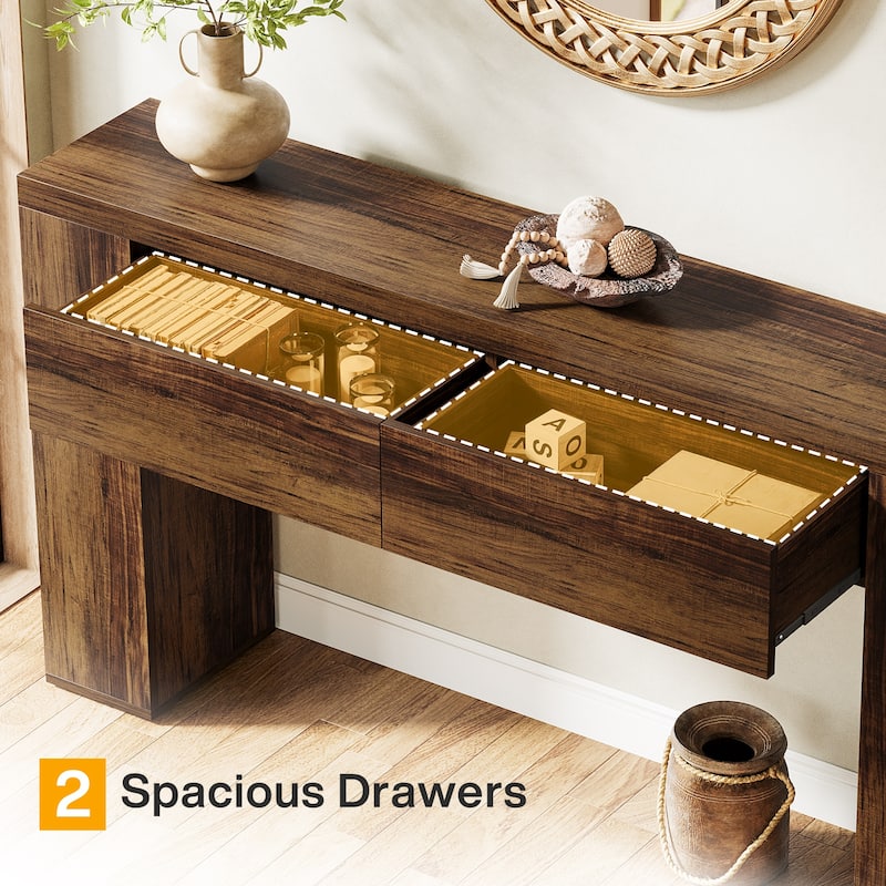 63" Industrial Console Sofa Table with Drawers for Entryway