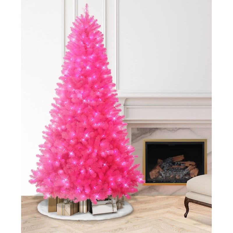 7.5' Pre-lit Dark Green PVC/Hardneedle Tree