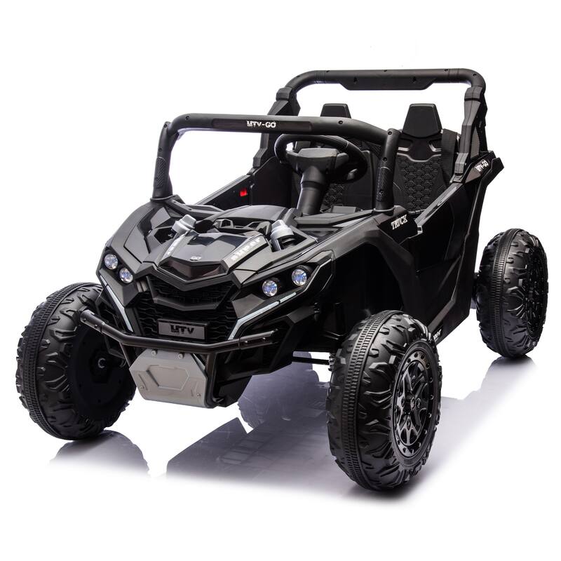 24V 2-Seater Kids Electric UTV Ride-On for Ages 3+, Remote Control with Bluetooth & LED Lights - Black