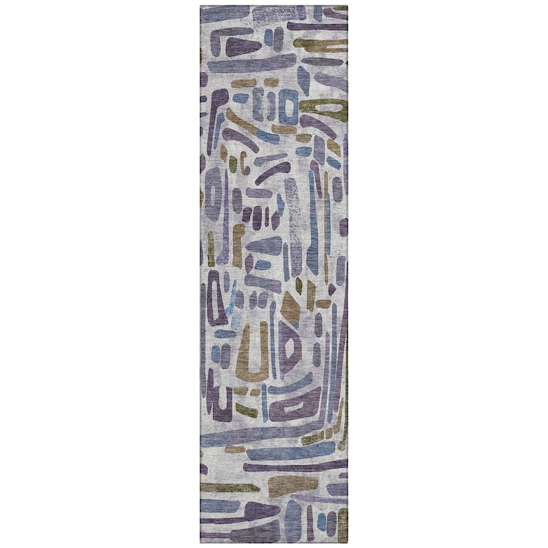 Machine Washable Indoor/ Outdoor Global Geo Chantille Rug