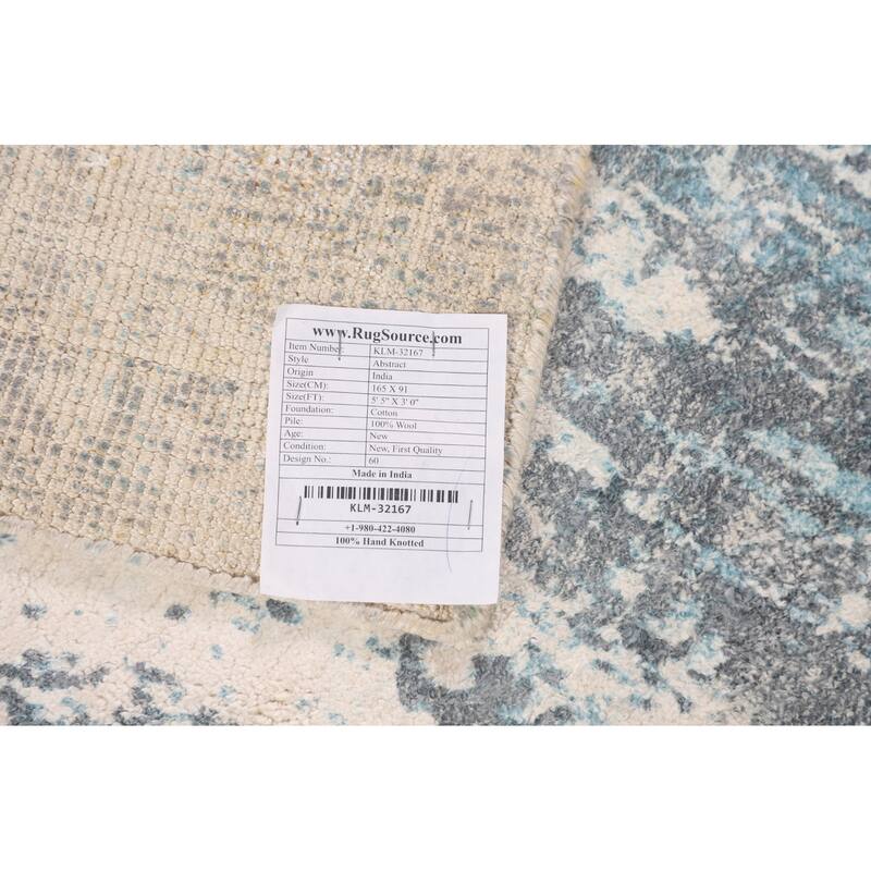 All-Over Abstract Indian Foyer Rug Handmade Wool Carpet - 3'0"x 5'5"