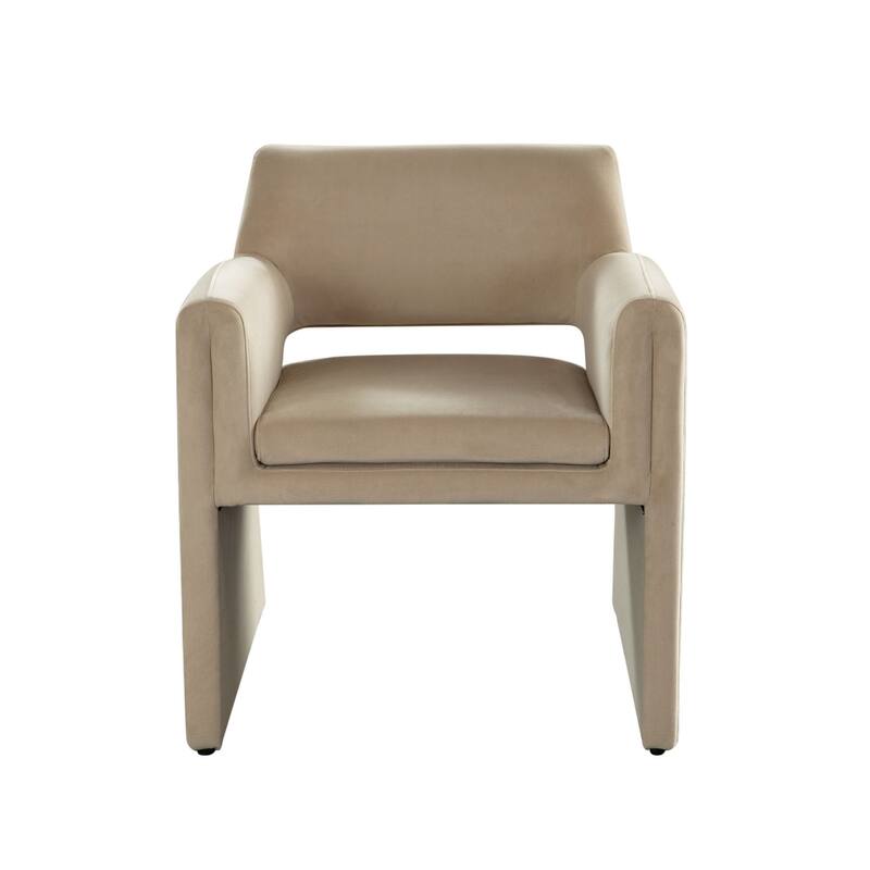 Fena Accent Dining Chair, Light Camel Brown Velvet, Low Back