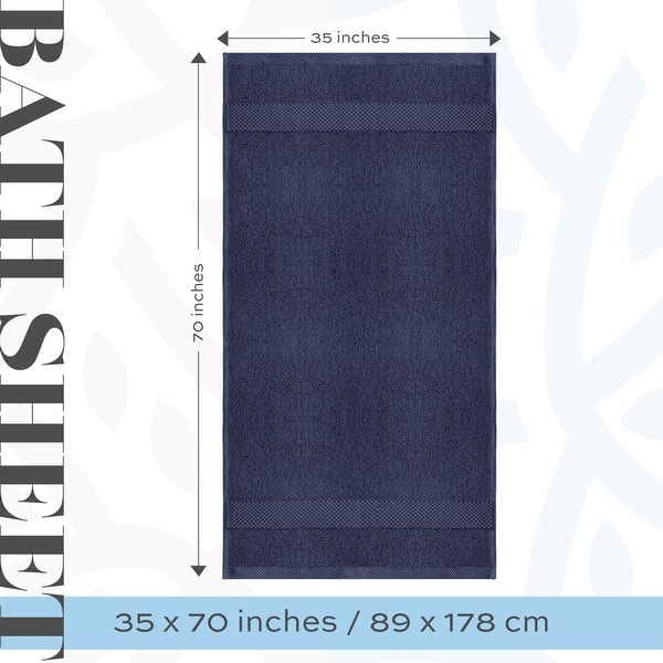 dimension image slide 17 of 19, White Classic Luxury Cotton Oversized Bath Sheet 35x70 - Set of 2