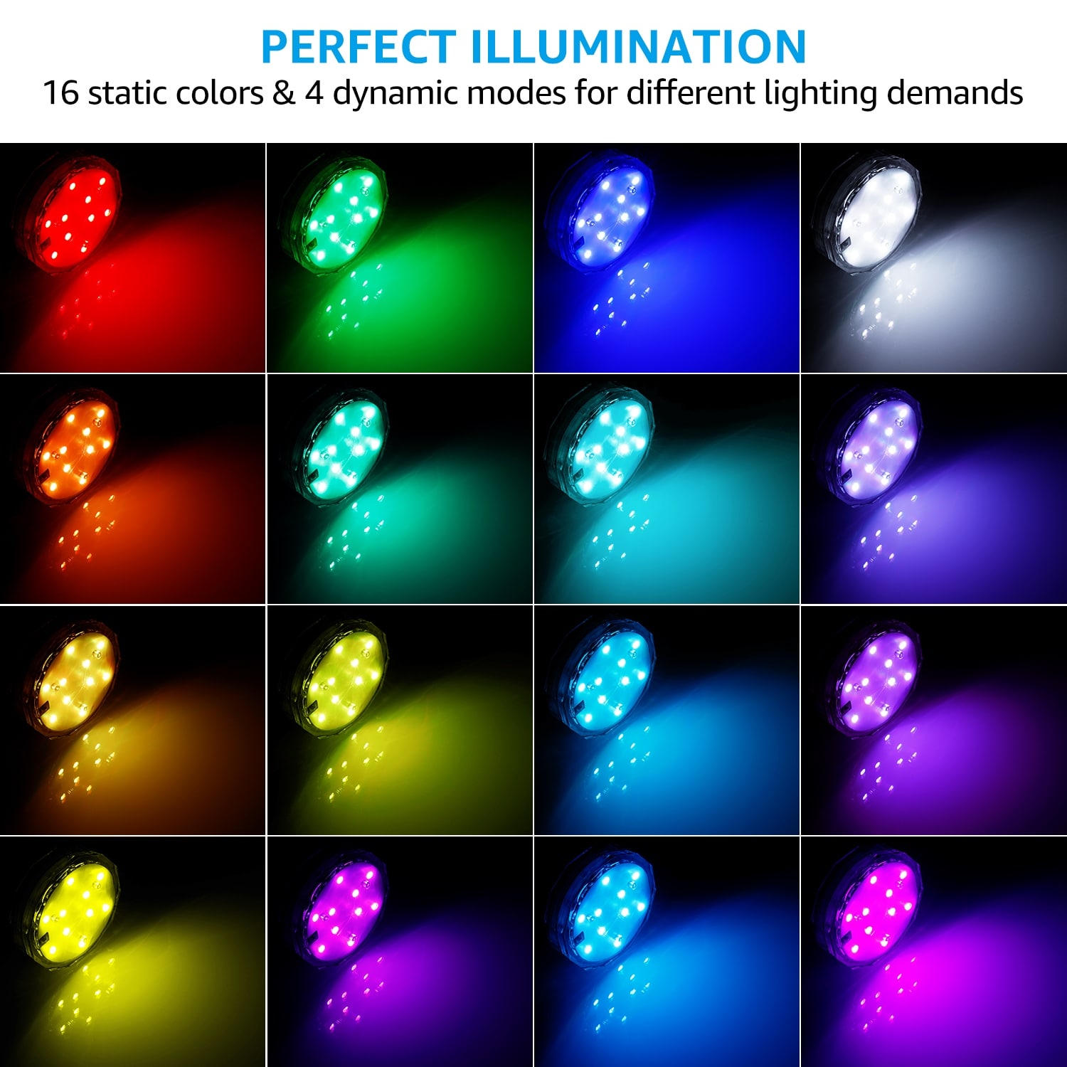 Underwater Accent Lights for Aquarium Fountain Vase Pond Swimming Pool Garden Hot Tub Battery Powered 10 LED 4 Pack Remote Control Waterproof RGB Multi Color Changing Kohree Submersible LED Lights 