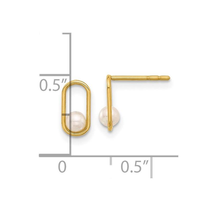 Curata 14k Yellow Gold 9.3x4.5mm Freshwater Cultured Pearl Geometric Paperclip Post Earrings