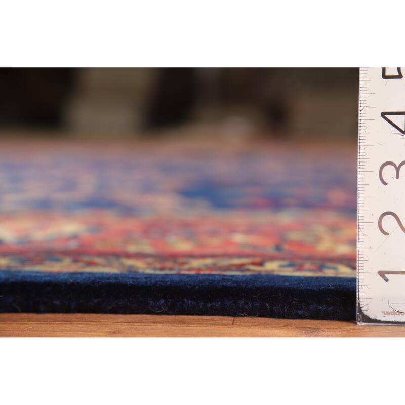 Hand Knotted Oriental 100% Wool Carpet Traditional All-Over Navy Blue & Blues Sarouk Area Rug - 12' 0'' X 8' 11''