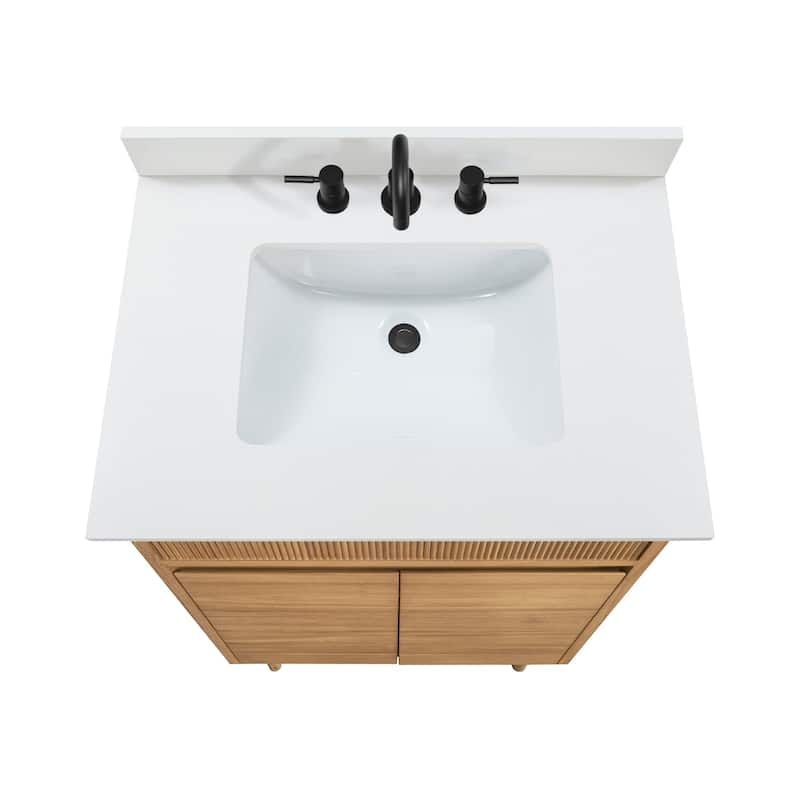 Avanity Kayla Bathroom Vanity in Natural Teak with White Engineered Stone Top