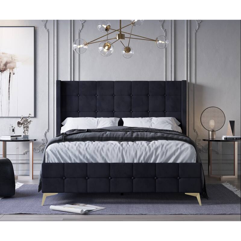 Gisella Upholstered Panel Bed - Black - Queen