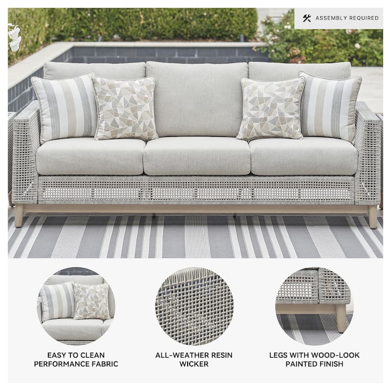 Signature Design by Ashley Seton Creek Gray Outdoor Sofa with Cushion - 82.63" W x 36.25" D x 35.88" H