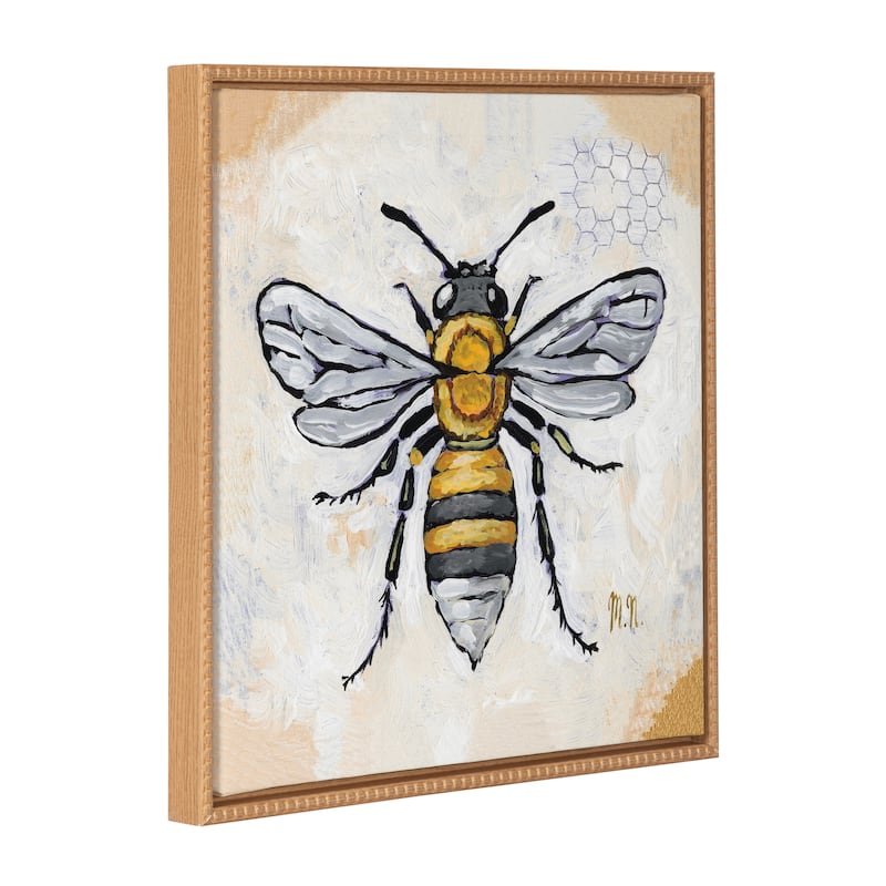 Kate and Laurel Sylvie Beaded Honeycomb Framed Canvas by Mackenzie Nelson - 22x22 - Natural